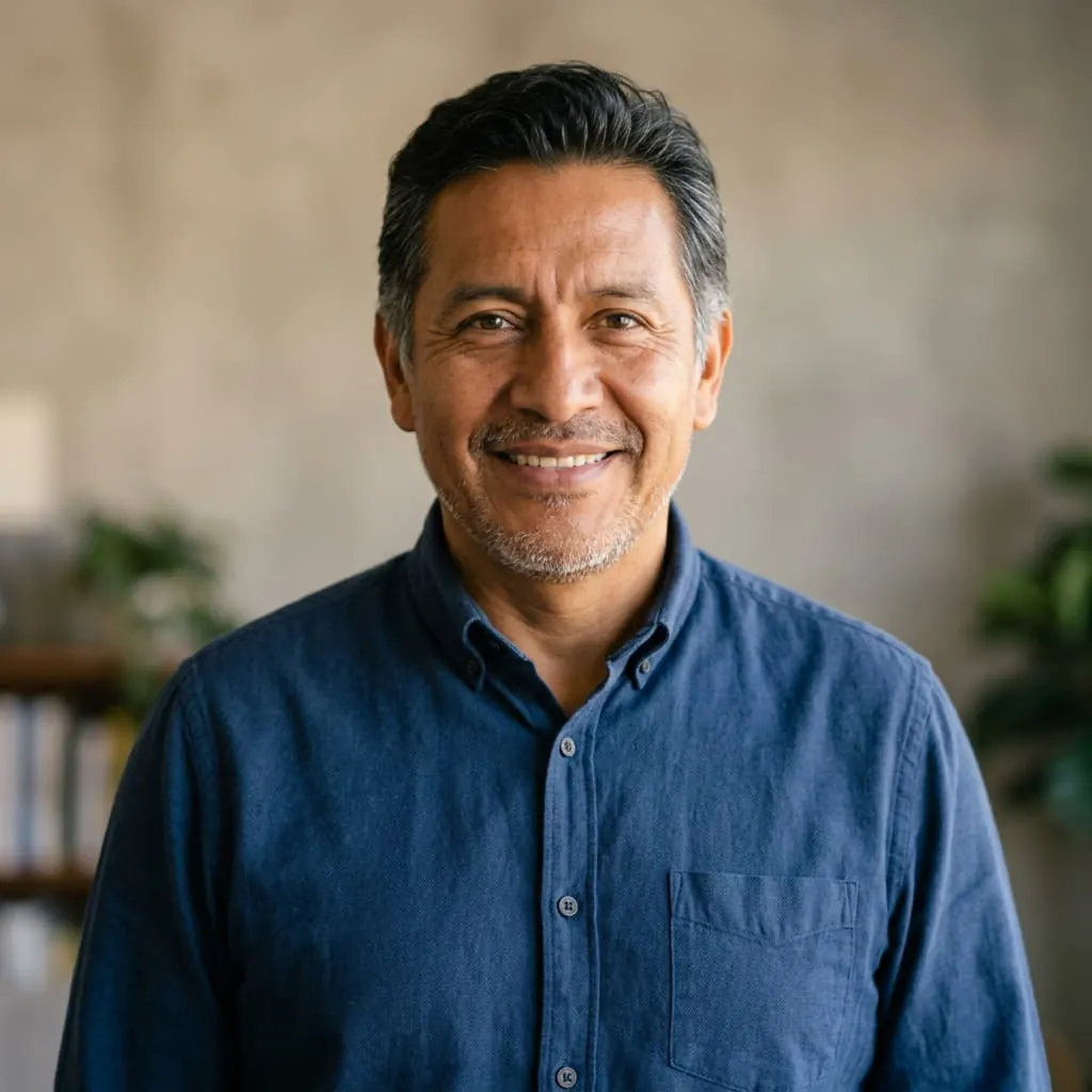 Hombre adulto de mediana edad en un entorno cotidiano